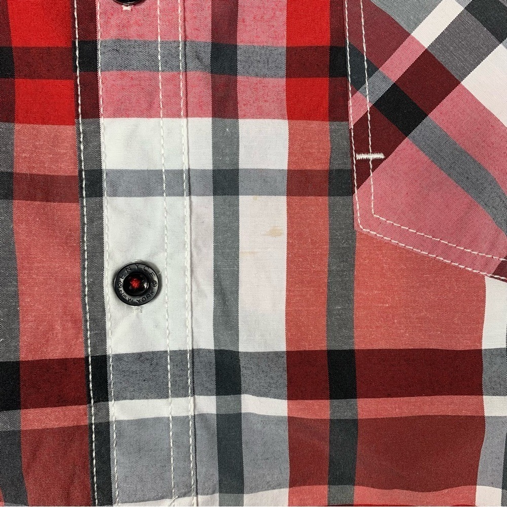 Y2K Enyce Shirt Mens 2XL Red Plaid Short Sleeve Western Button Up Sean Combs - Picture 5 of 14